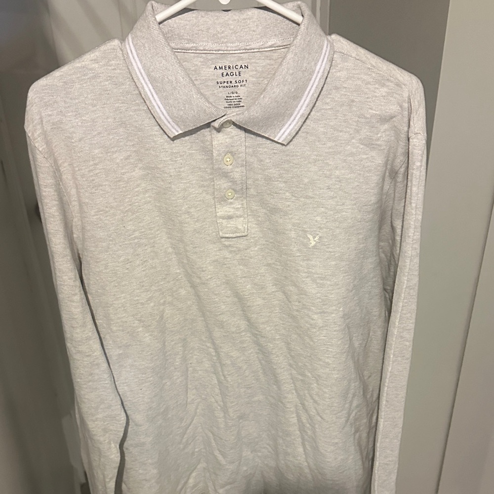 American Eagle Outfitters Light Gray Polo Shirt